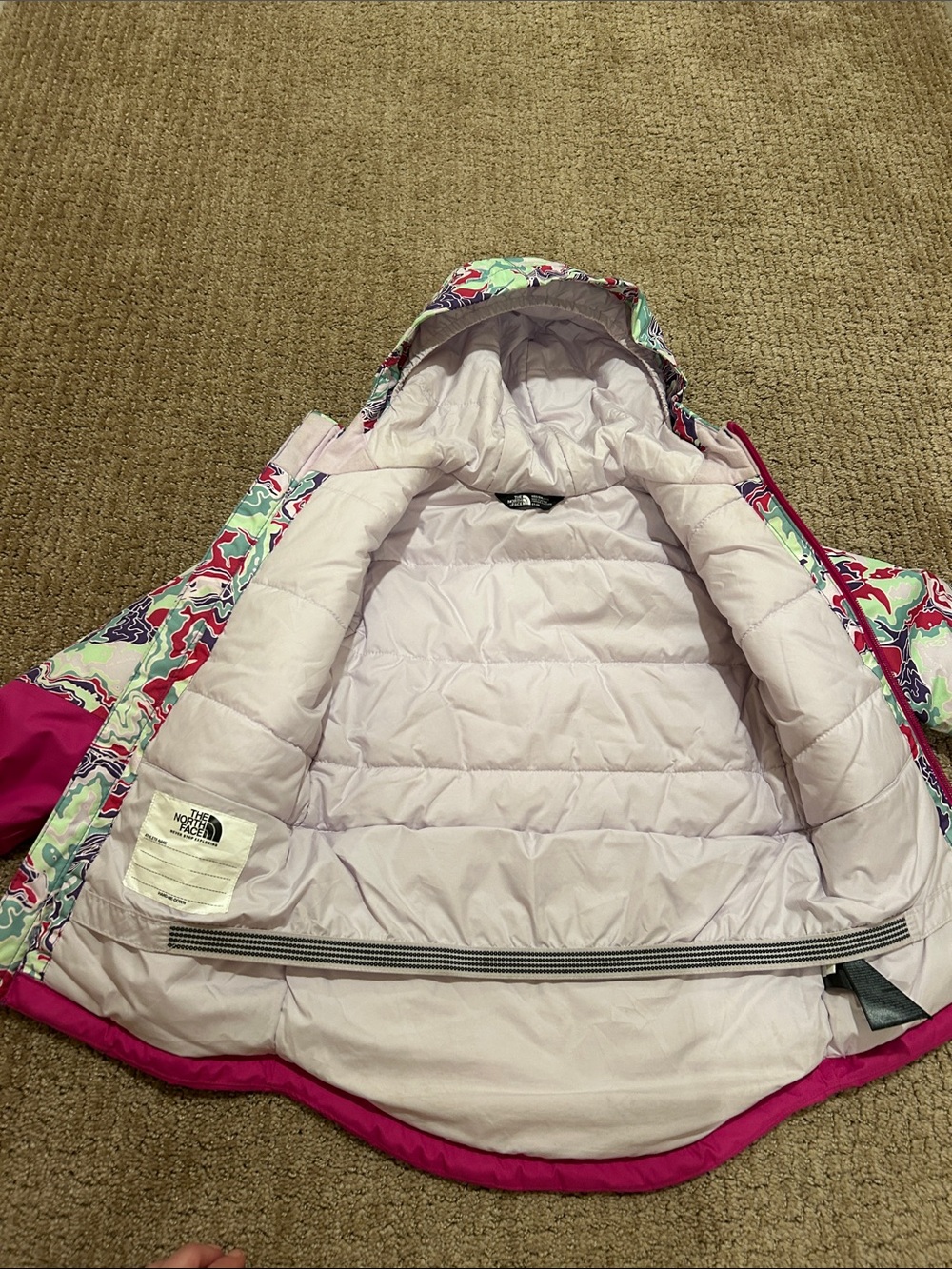 The North Face Girls' Bright Pink & Multicolor Marble Ski Jacket - Picture 13 of 16